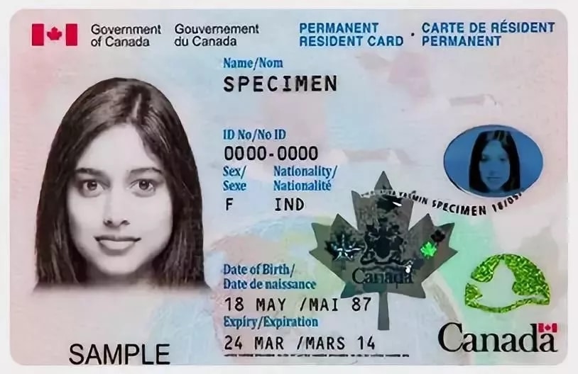 Canadian permanent resident card